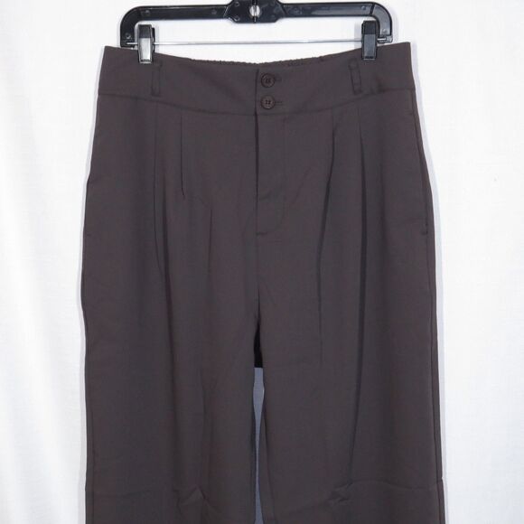 Halara Clay Brown High Waist Zip Double Button Pleated Dress Pants Size Large - Picture 6 of 11